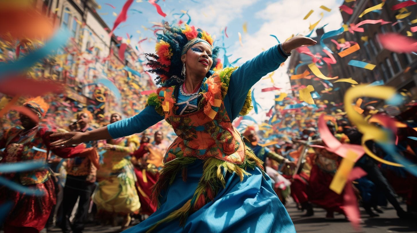 The Grand Street Parade showcases vibrant costumes and energetic dance performances.
