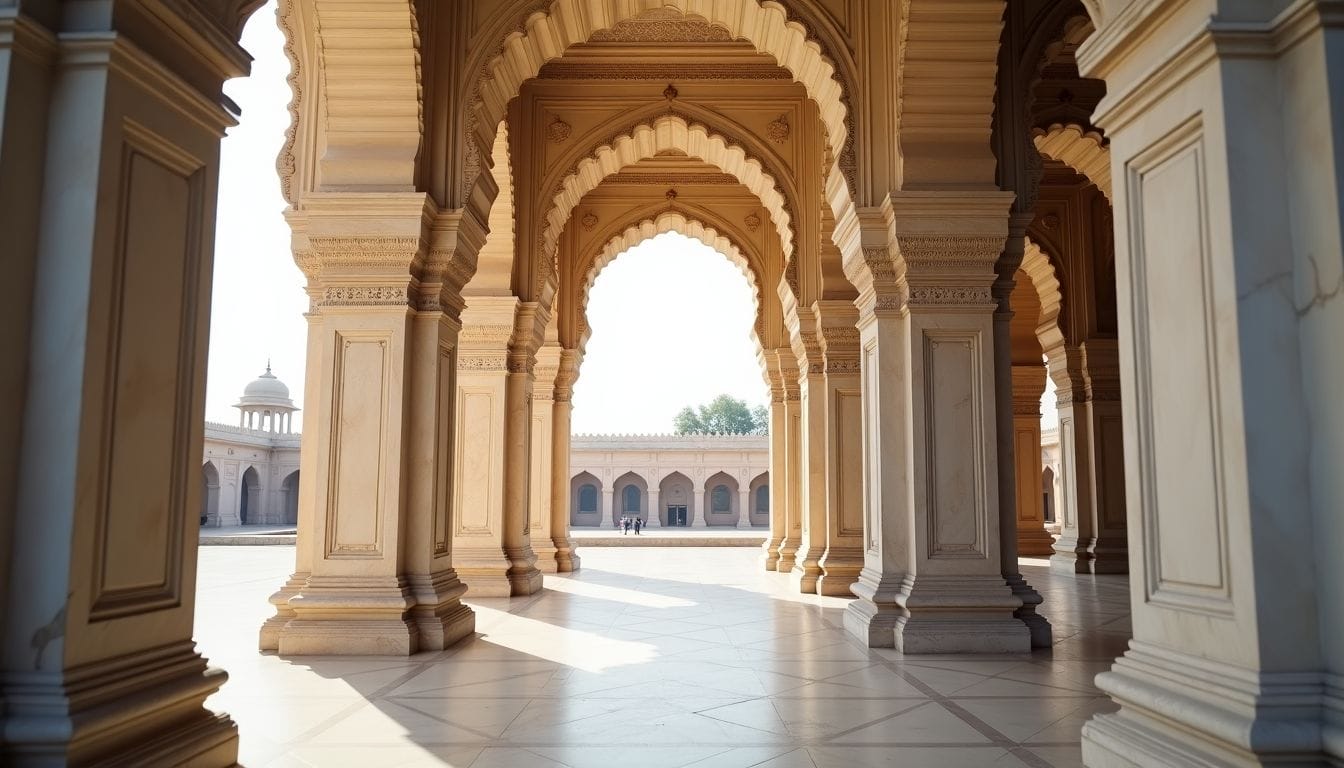 A grand marble temple with intricate carvings and large columns. A grand marble temple with intricate carvings and large columns.