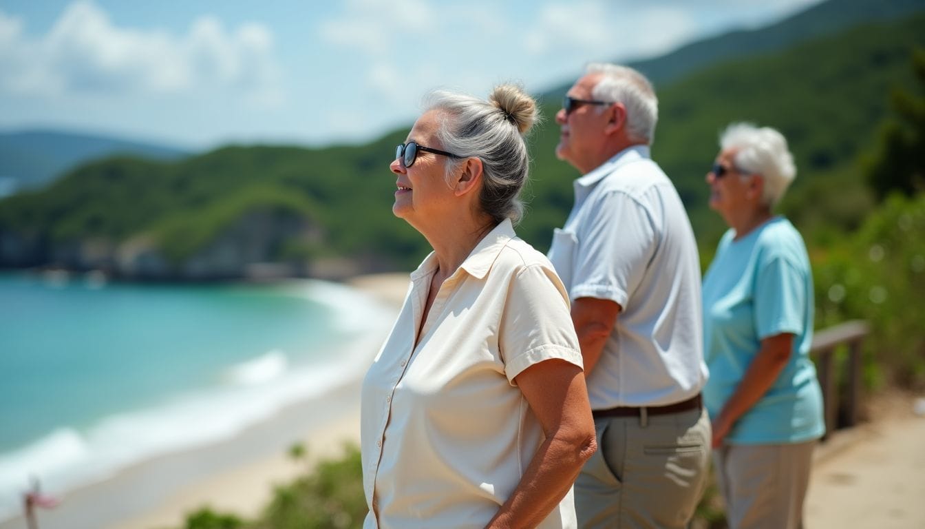 Elderly tourists enjoying the scenic landscapes and beach atmosphere in Oslob and Bohol.