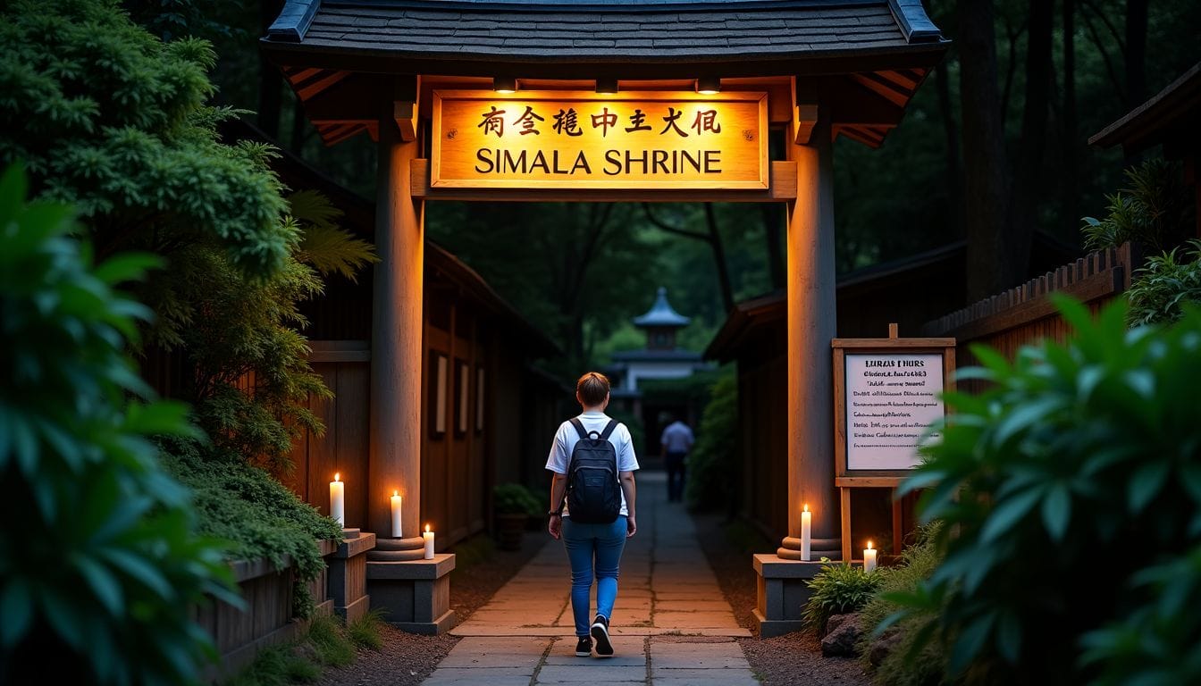 An entrance gate at Simala Shrine with visitor fees sign.