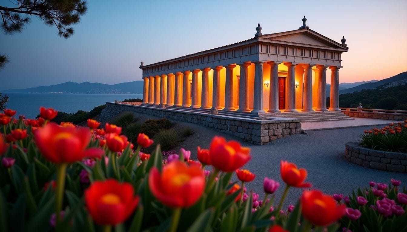 A panoramic view of the Temple of Leah showcasing its Roman-style architecture. A panoramic view of the Temple of Leah showcasing its Roman-style architecture.